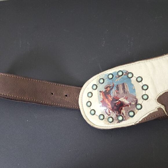 Aroho Womens Handmade Brown‎ Leather Adjustable Classic Western Belt main image 9
